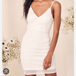 Lulu’s Shine and Sparkle White Sequin Sleeveless Mini Dress